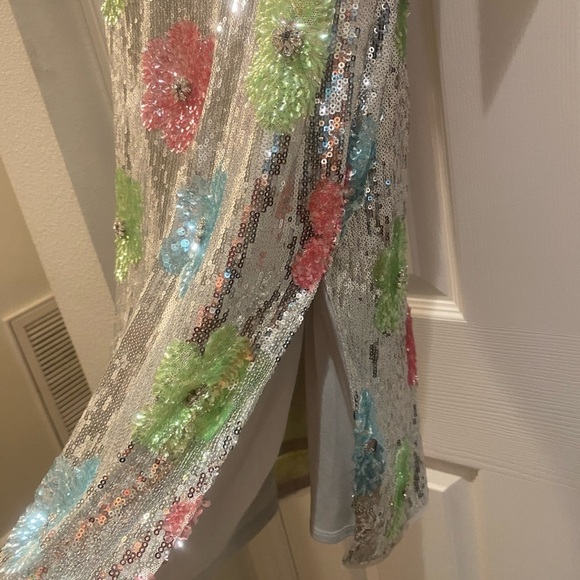 Liv Foster Women Sequined Beaded Formal Midi Sheath New Size 6 stunning stretch - Picture 14 of 17